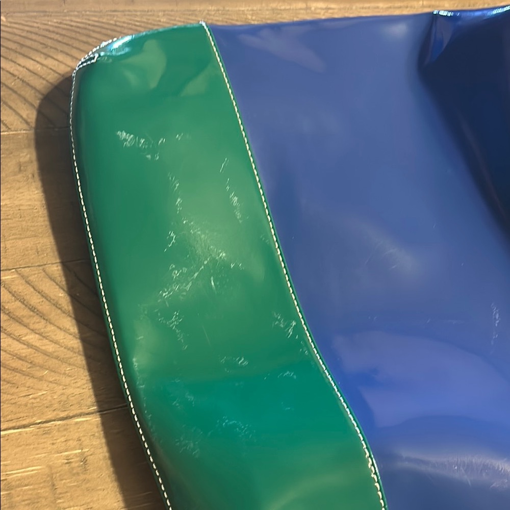 Lands End Patent Leather Blue and Green Tote Bag - Picture 6 of 6